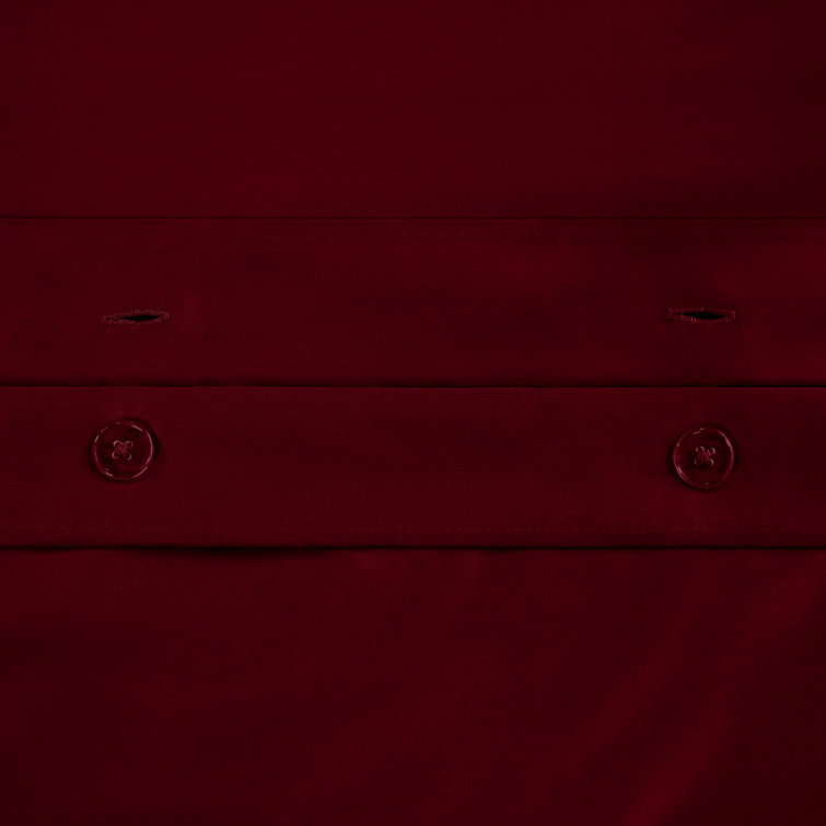 Burgundy Twin Egyptian Cotton Duvet Cover Set with Shams