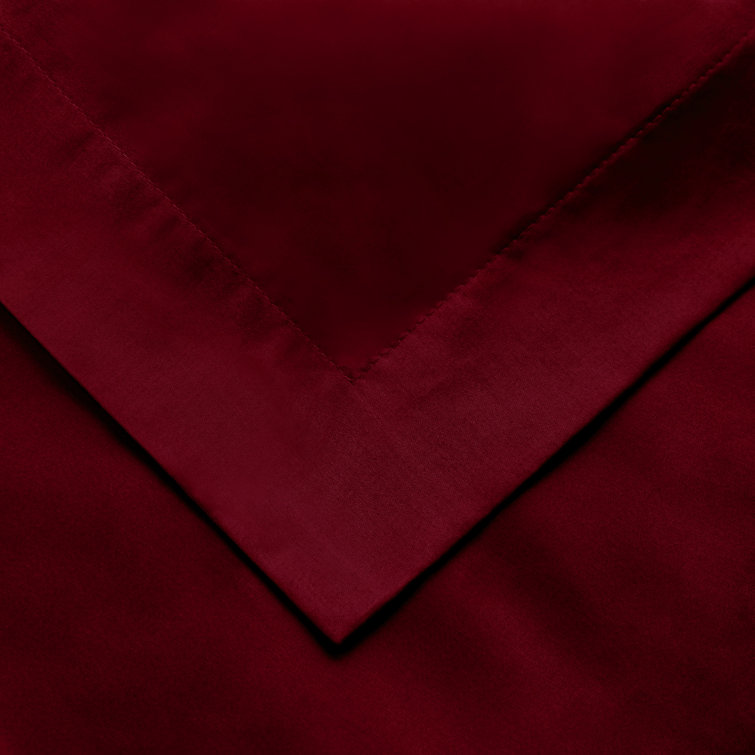Burgundy Twin Egyptian Cotton Duvet Cover Set with Shams