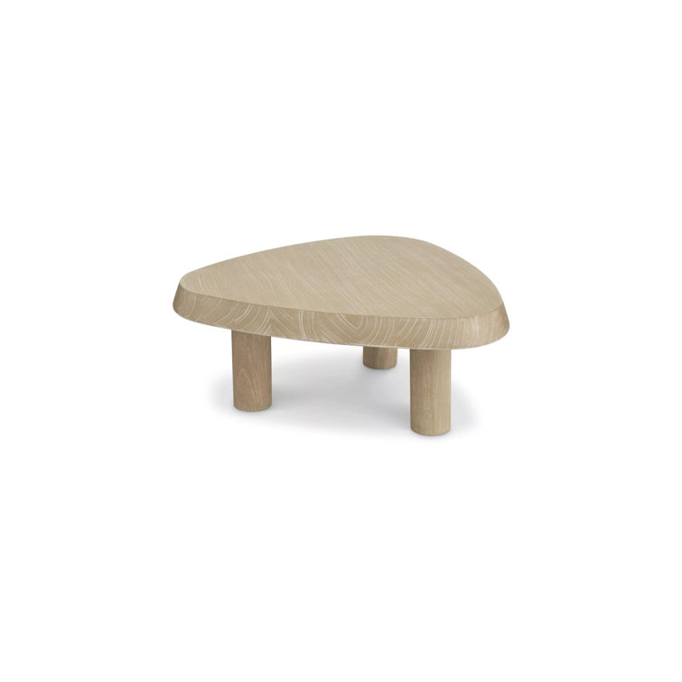 Scandinavian-Inspired Pebble-Shaped Brown Wooden Coffee Table