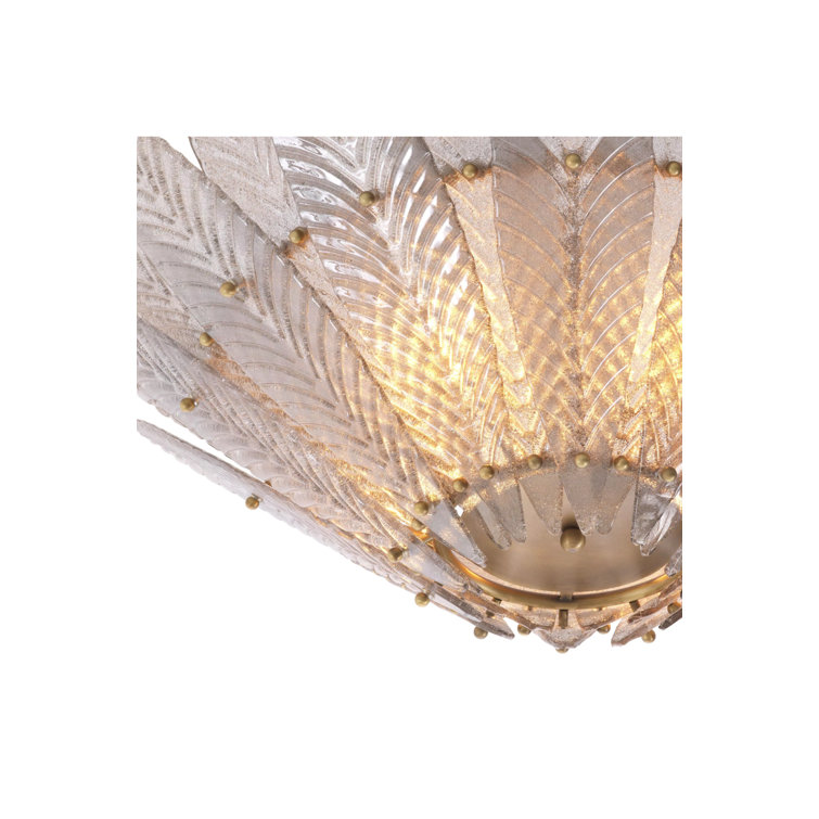Mid-Century Modern Brass and Crystal Floral Chandelier
