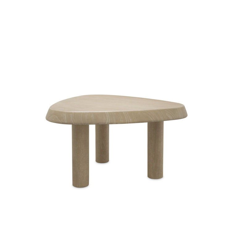 Scandinavian-Inspired Pebble-Shaped Brown Wooden Coffee Table