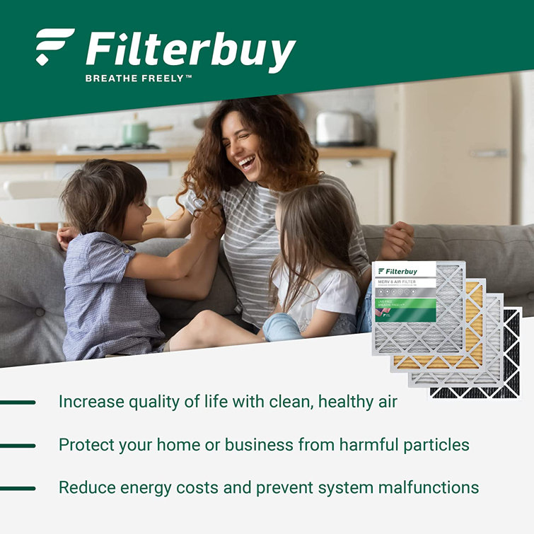 Filterbuy 20x25x5 MERV 8 Pleated HVAC Furnace Air Filters, 4-Pack