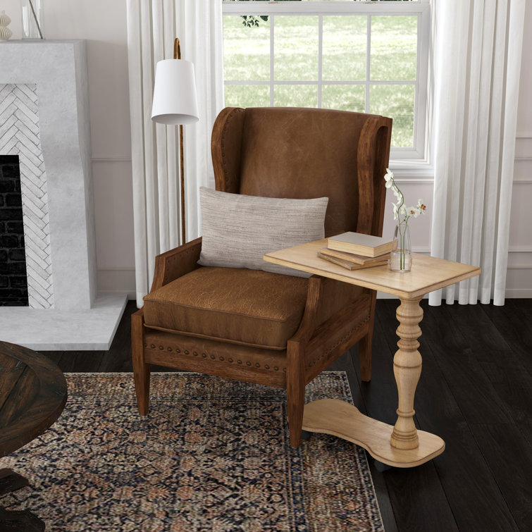Medium Brown Rectangular Wood Tray Table with Casters