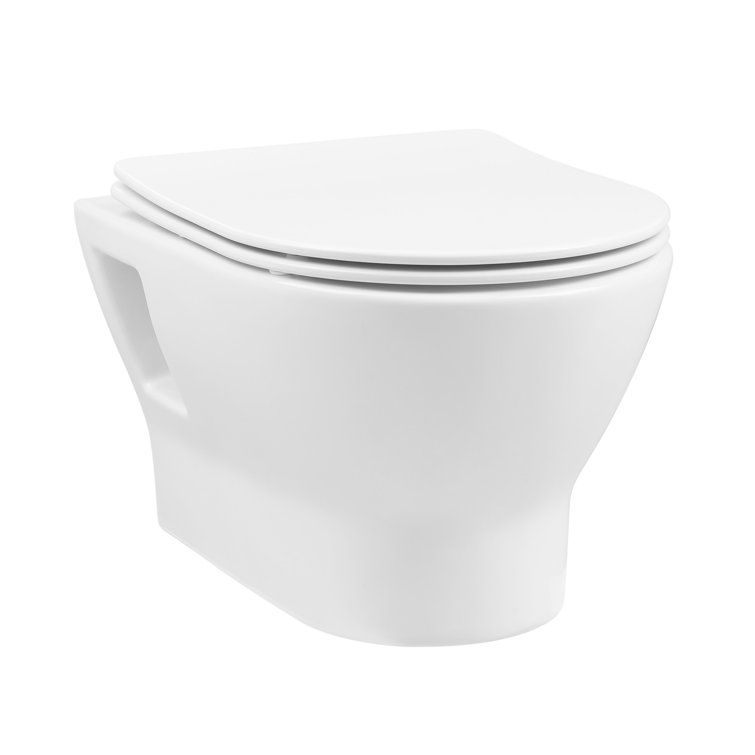 Ivy II Glossy White Ceramic Wall-Hung Elongated Toilet Bowl