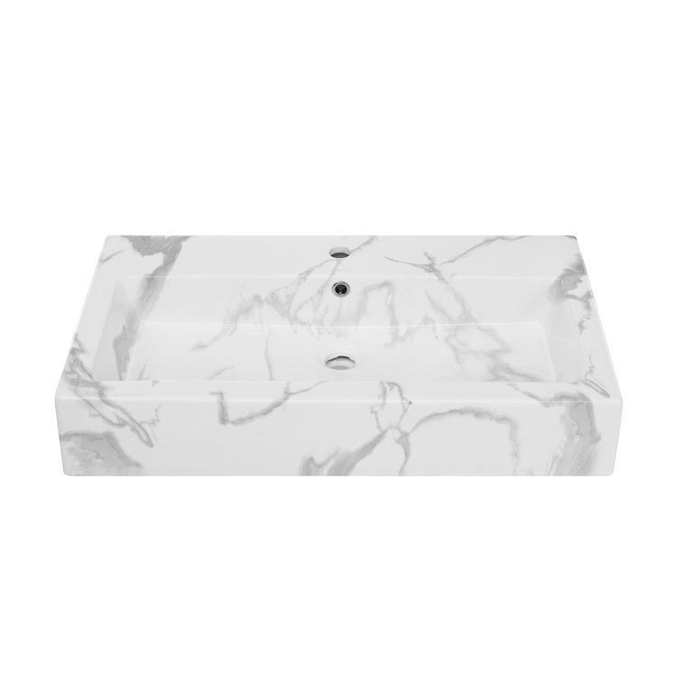 Voltaire White Marble Ceramic Wall-Mount Sink