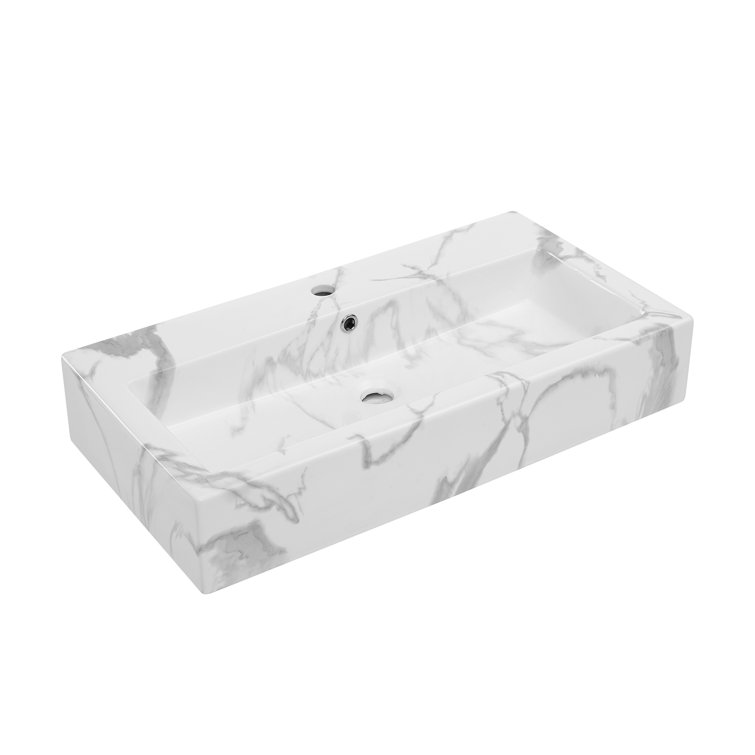 Voltaire White Marble Ceramic Wall-Mount Sink