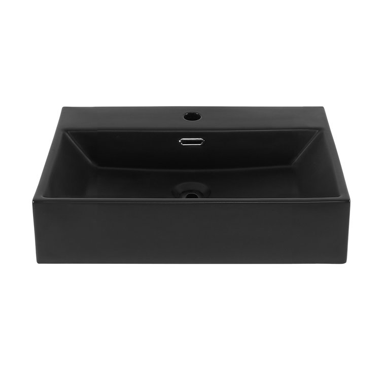 Claire 24" Matte Black Ceramic Wall-Mount Bathroom Sink