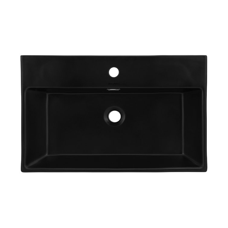 Claire 24" Matte Black Ceramic Wall-Mount Bathroom Sink