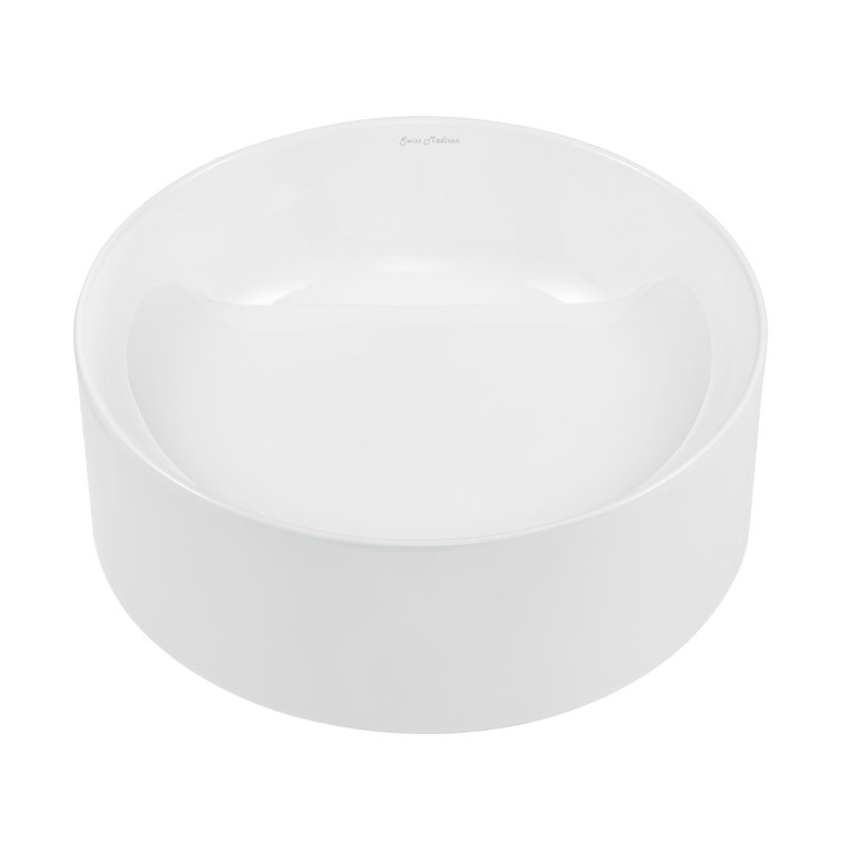 Beau 16.5" Glossy White Ceramic Round Vessel Sink