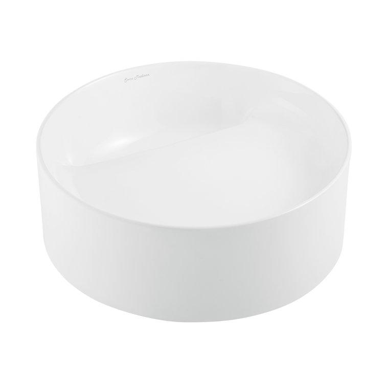 Beau 16.5" Glossy White Ceramic Round Vessel Sink