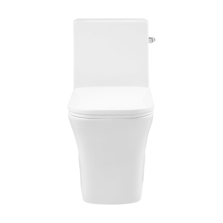 Concorde Glossy White One-Piece Elongated Toilet with Right Side Flush Handle