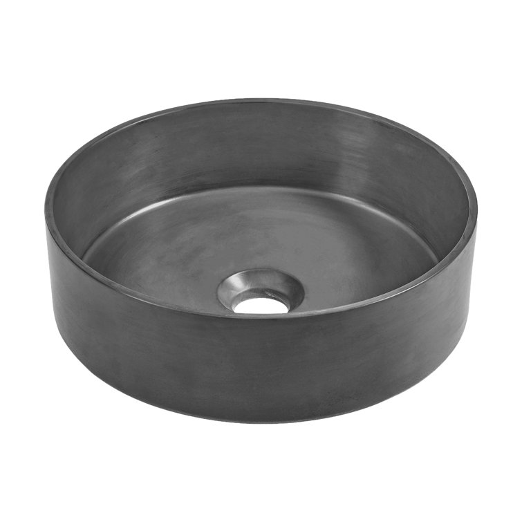 Lisse 14.5" Round Dark Gray Concrete Vessel Sink
