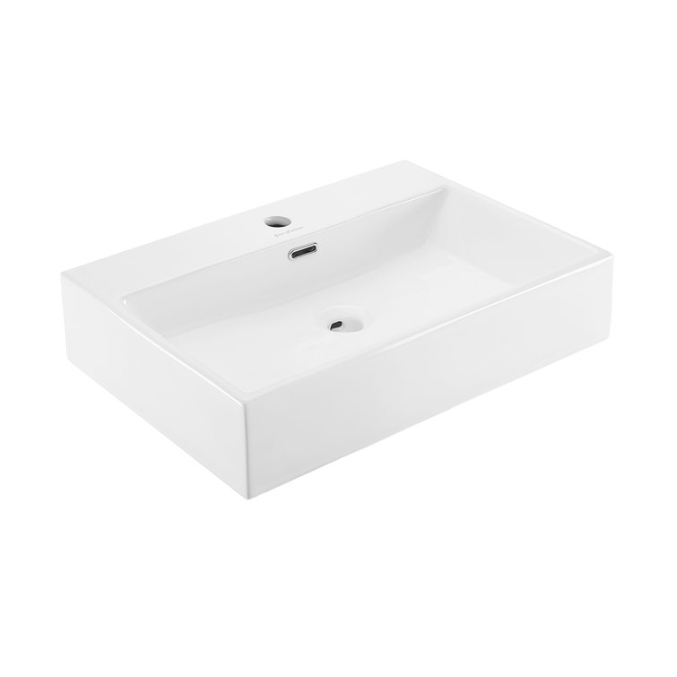Claire 24" Glossy White Ceramic Wall-Mount Bathroom Sink