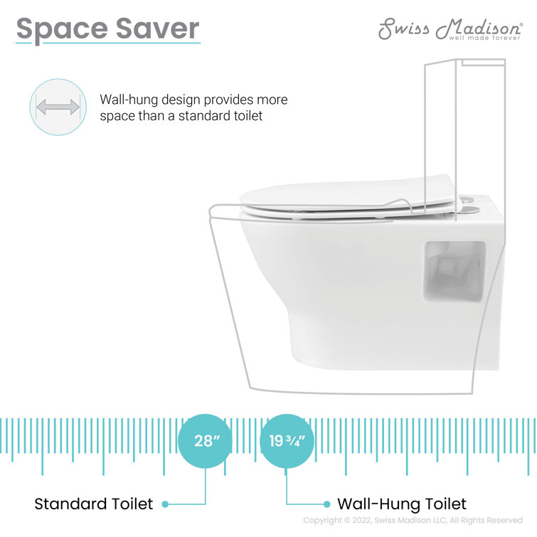 Ivy II Glossy White Ceramic Wall-Hung Elongated Toilet Bowl