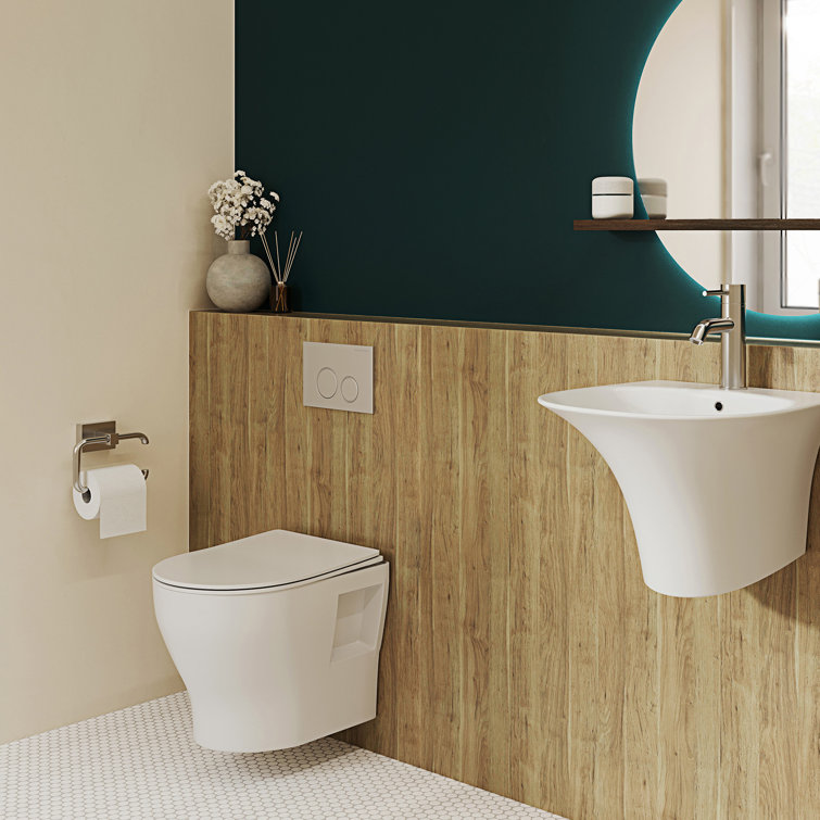 Ivy II Glossy White Ceramic Wall-Hung Elongated Toilet Bowl