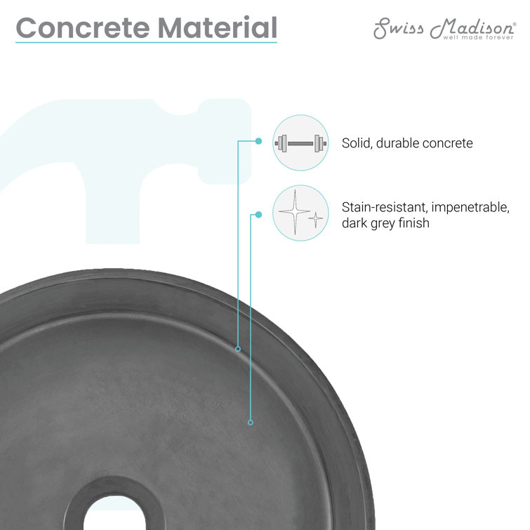 Lisse 14.5" Round Dark Gray Concrete Vessel Sink