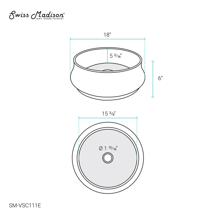 Lisse 18" Dark Grey Concrete Round Vessel Sink