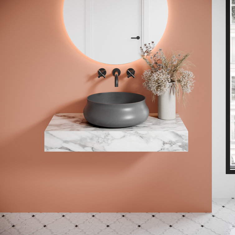 Lisse 18" Dark Grey Concrete Round Vessel Sink