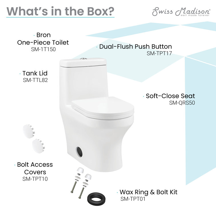 Vezina White Elongated One-Piece Dual Flush Toilet