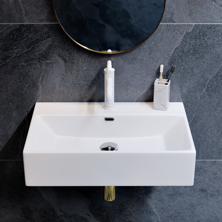 Claire 24" Glossy White Ceramic Wall-Mount Bathroom Sink