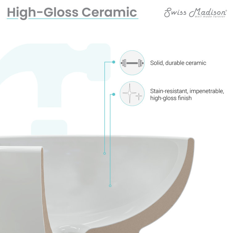 Claire 24" Glossy White Ceramic Wall-Mount Bathroom Sink