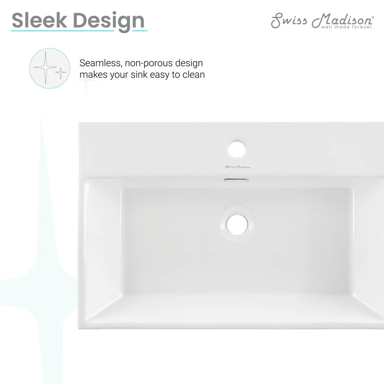 Claire 24" Glossy White Ceramic Wall-Mount Bathroom Sink