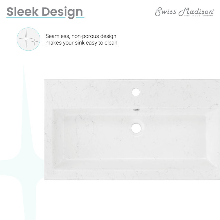 Static White Marble Ceramic Wall-Mount Sink