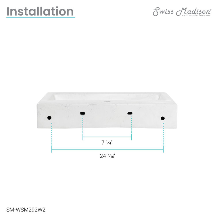 Static White Marble Ceramic Wall-Mount Sink
