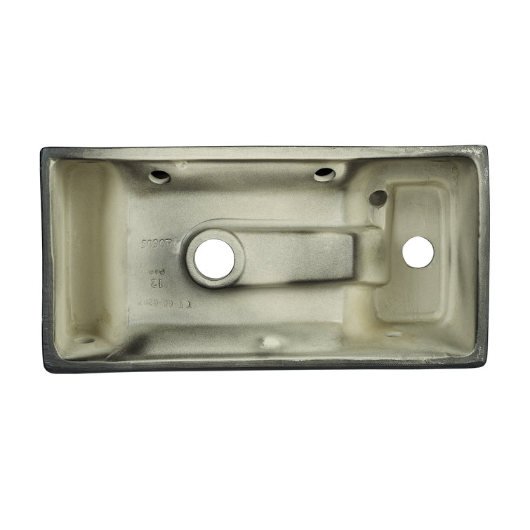 Matte Black Rectangular Ceramic Wall-Mounted Sink with Left Side Faucet