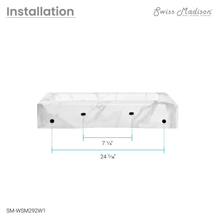 Voltaire White Marble Ceramic Wall-Mount Sink