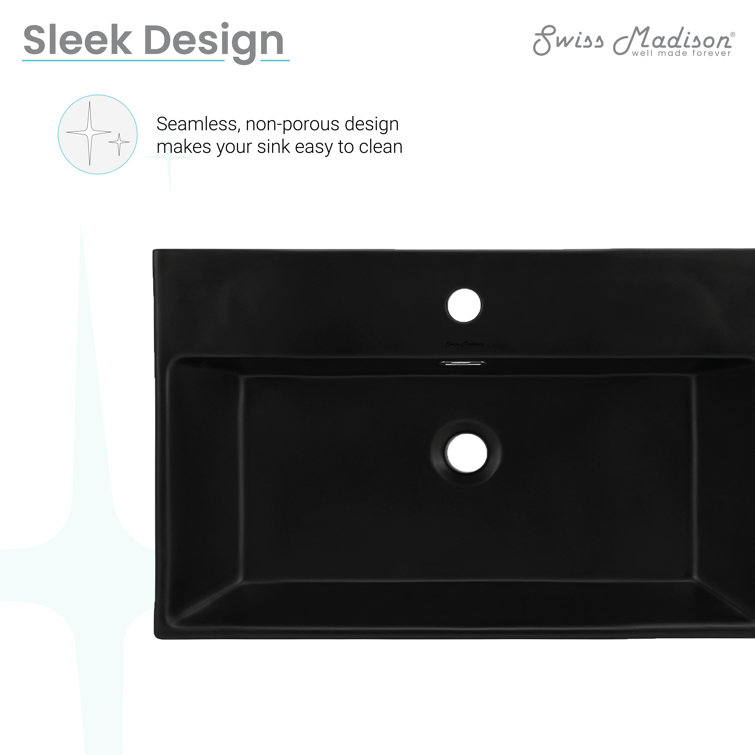 Claire 24" Matte Black Ceramic Wall-Mount Bathroom Sink