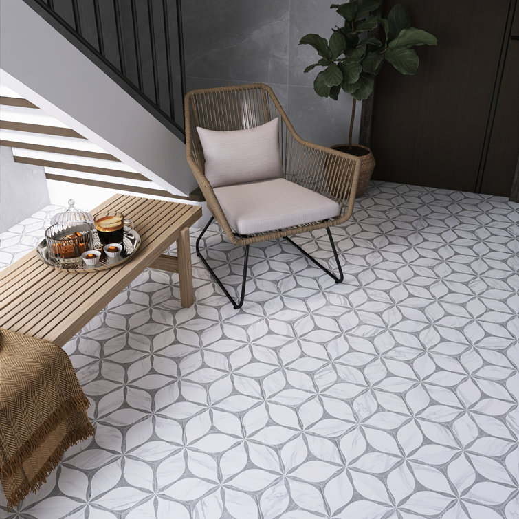 White and Gray Hexagon Porcelain Wall and Floor Tile