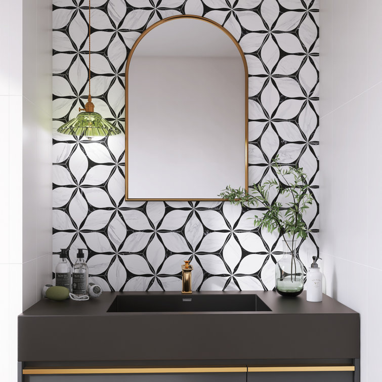 Corola Hexagon White and Black Porcelain Wall and Floor Tile