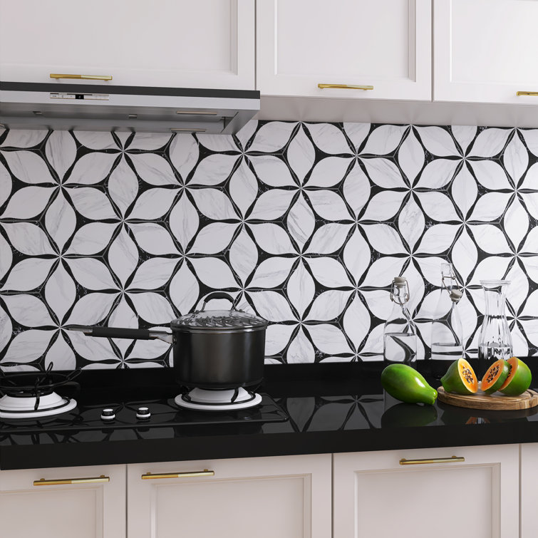 Corola Hexagon White and Black Porcelain Wall and Floor Tile