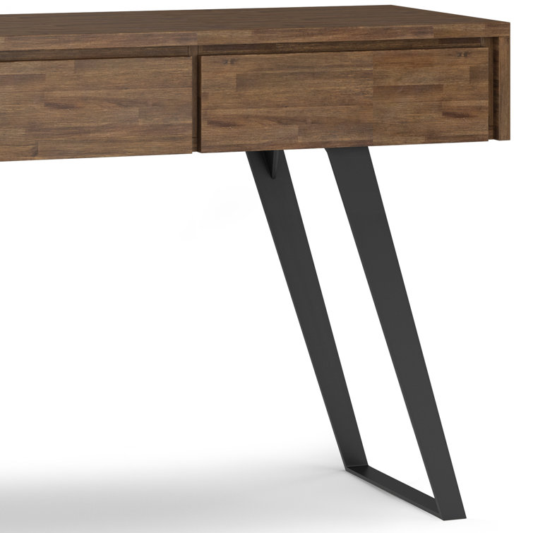 Rustic Natural Aged Brown Acacia & Metal Industrial Console with Storage