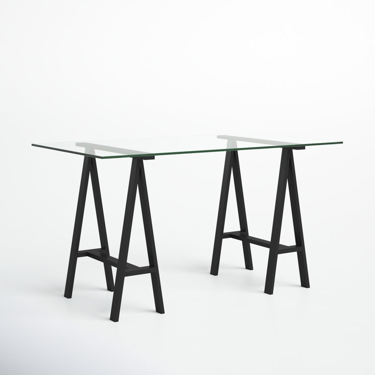 Aero Modern Black Tempered Glass 55" Writing Desk