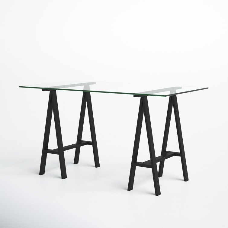 Aero Modern Black Tempered Glass 55" Writing Desk