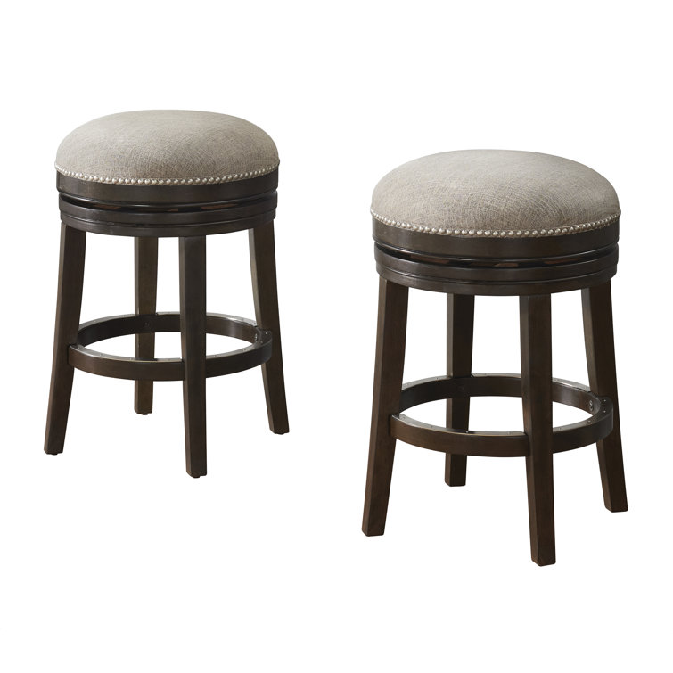 Elegant Dark Brown Swivel Counter Stool, Set of 2