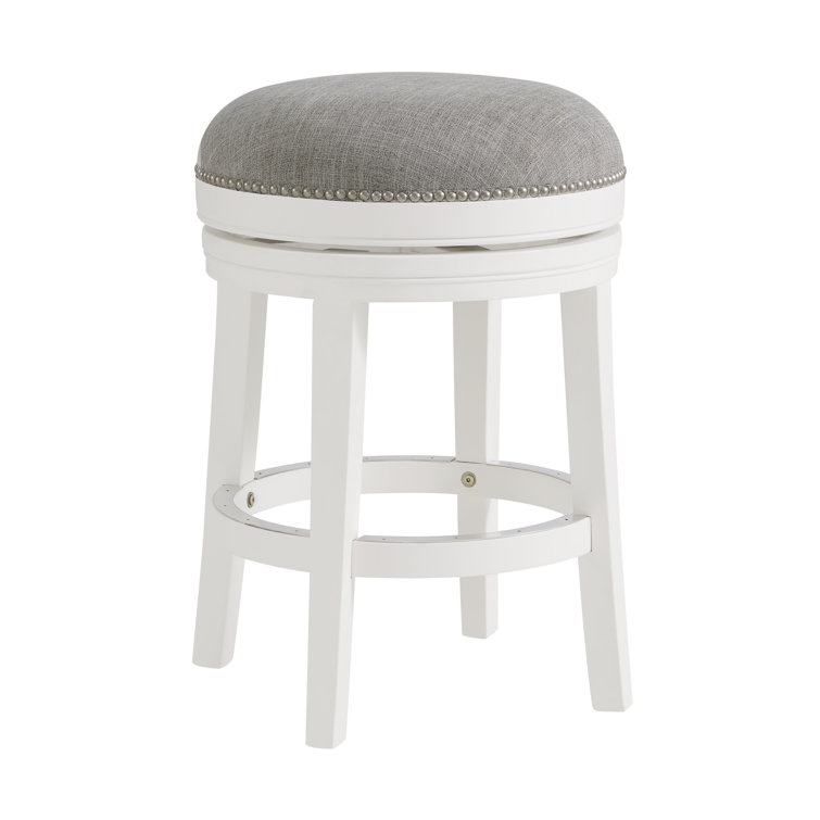 Clara White Swivel Backless Wood Counter Stool