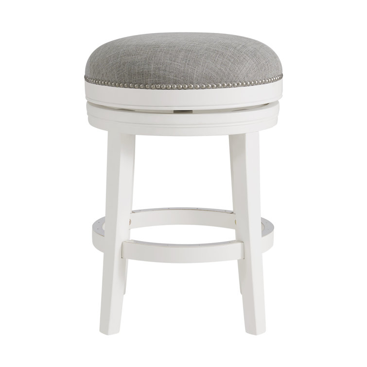 Clara White Swivel Backless Wood Counter Stool