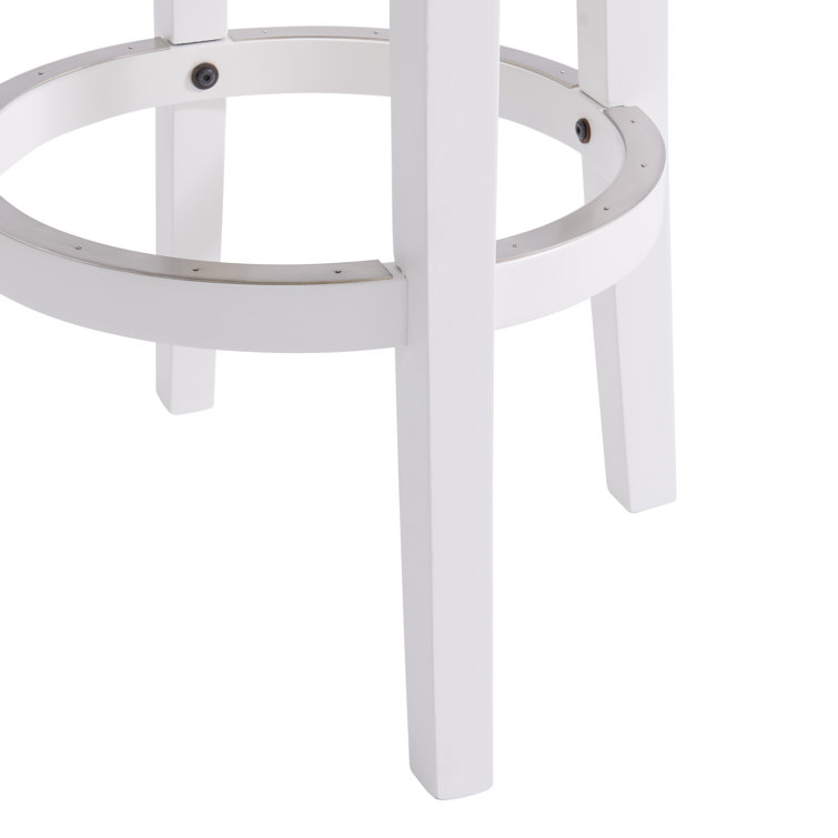Clara White and Gray Swivel Backless Bar Stool