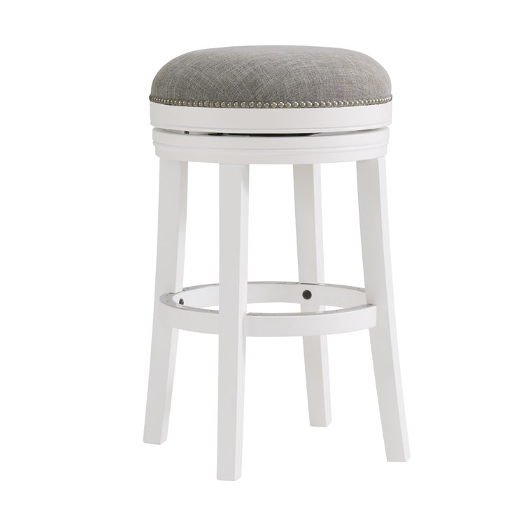 Clara White and Gray Swivel Backless Bar Stool