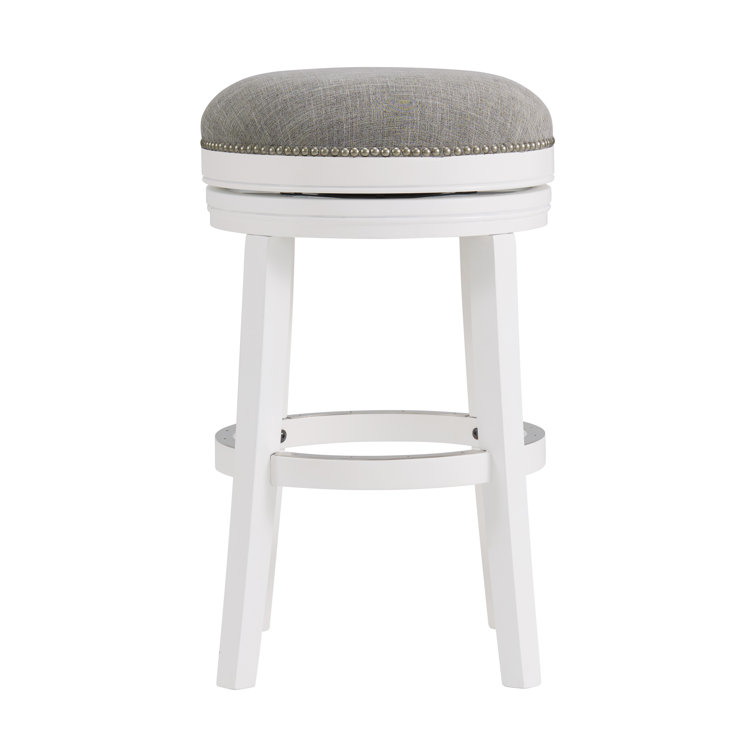 Clara White and Gray Swivel Backless Bar Stool