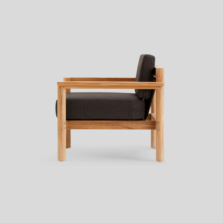 Teak Outdoor Lounge Chair with Coal Sunbrella Cushions