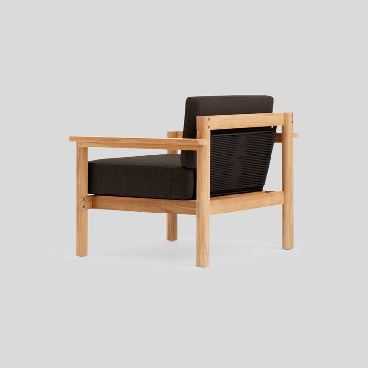 Teak Outdoor Lounge Chair with Coal Sunbrella Cushions