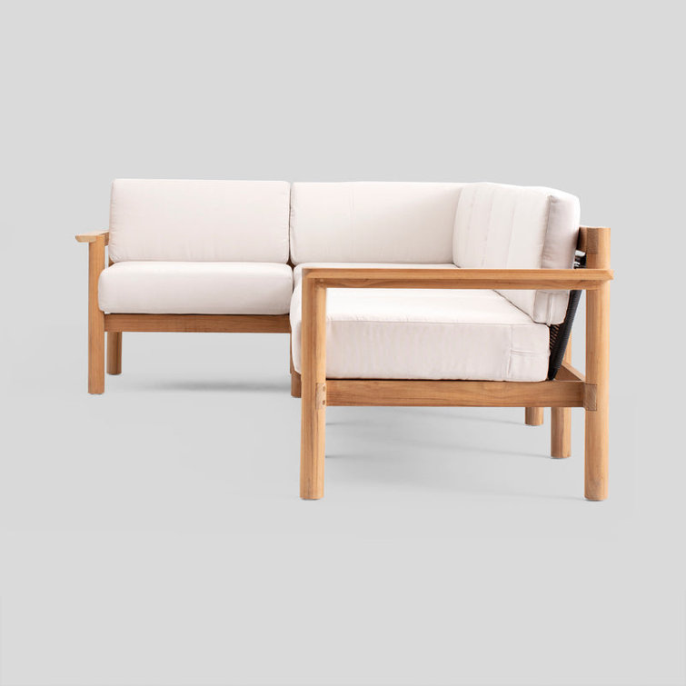Haven Four-Piece Teak Sectional with Sunbrella Canvas Cushions