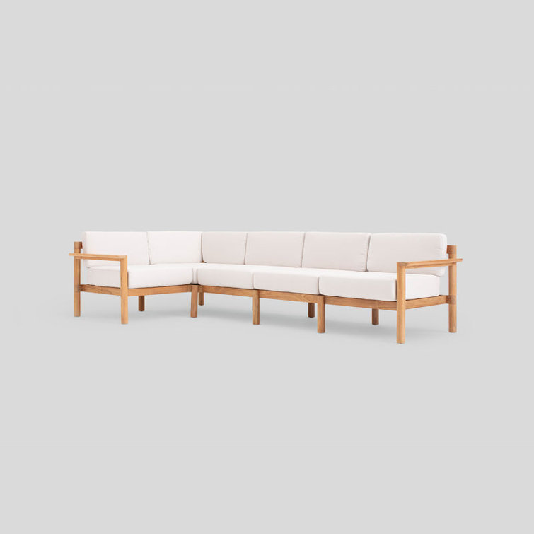 Haven 5-Piece Teak Outdoor Sectional with Sunbrella Canvas Cushions
