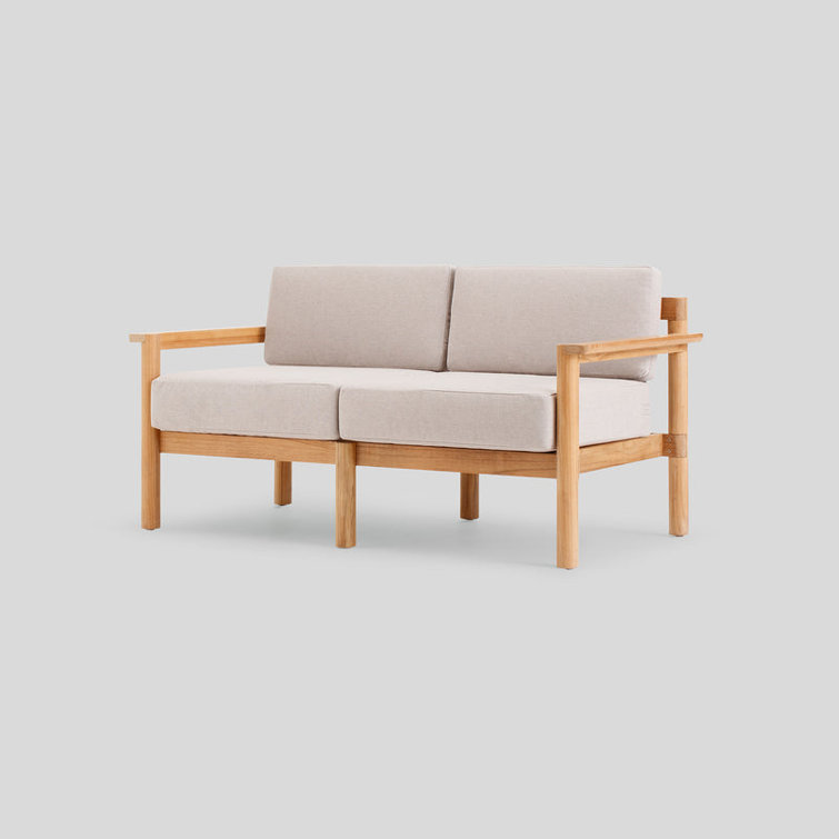 Heritage Ashe Sunbrella Teak Outdoor Loveseat with Cushions