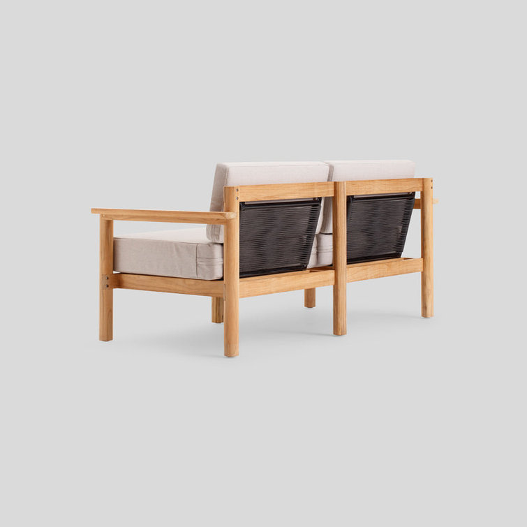 Heritage Ashe Sunbrella Teak Outdoor Loveseat with Cushions