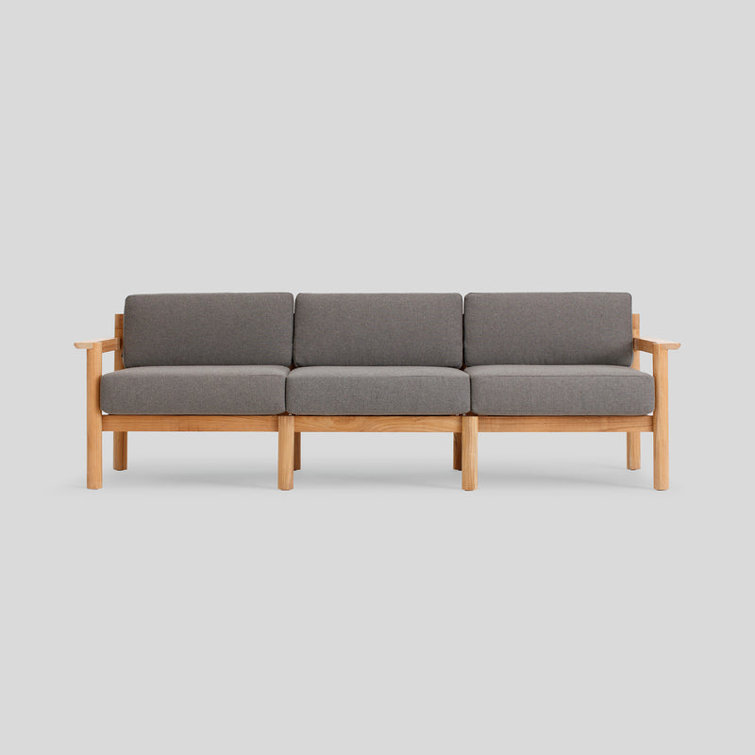 Haven 90'' Teak Outdoor Sofa with Greystone Sunbrella Cushions